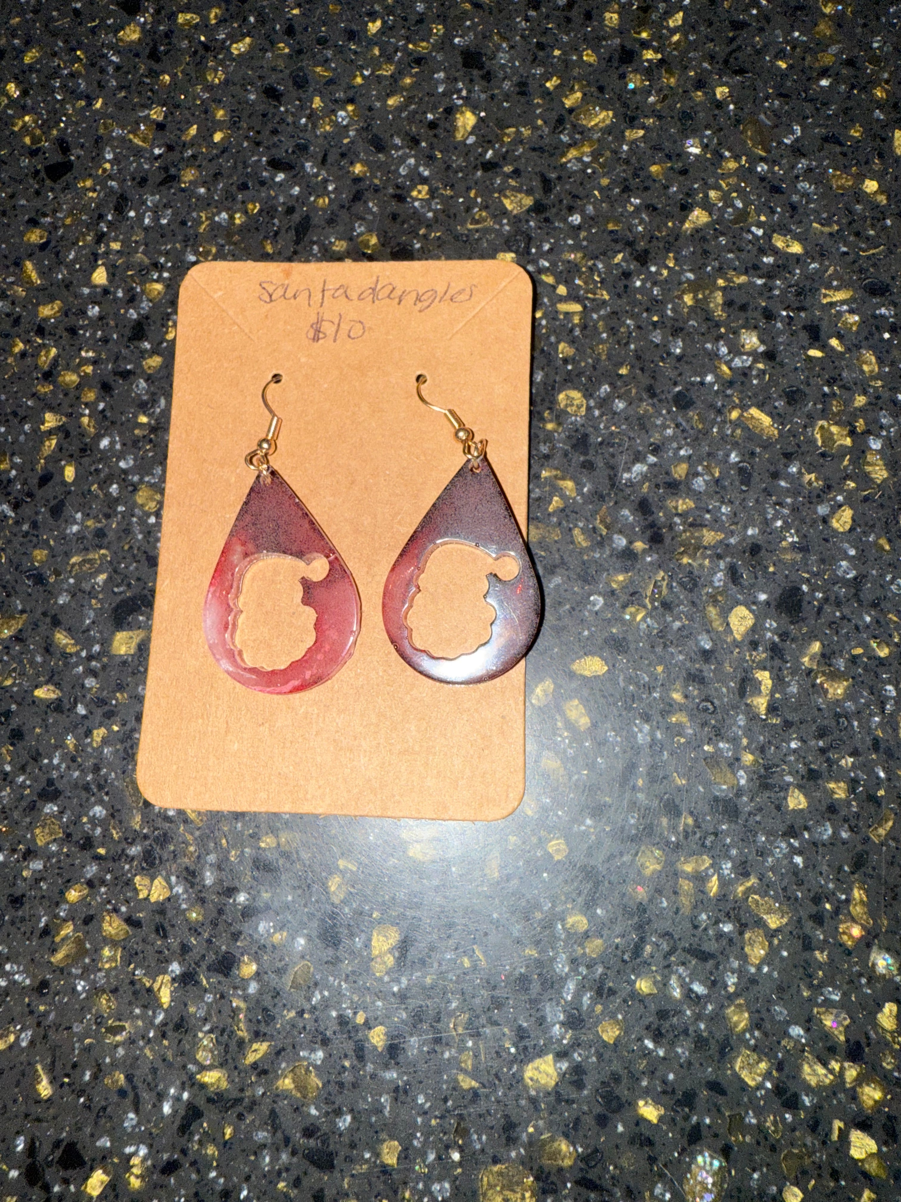 Santa holographic dangle earrings