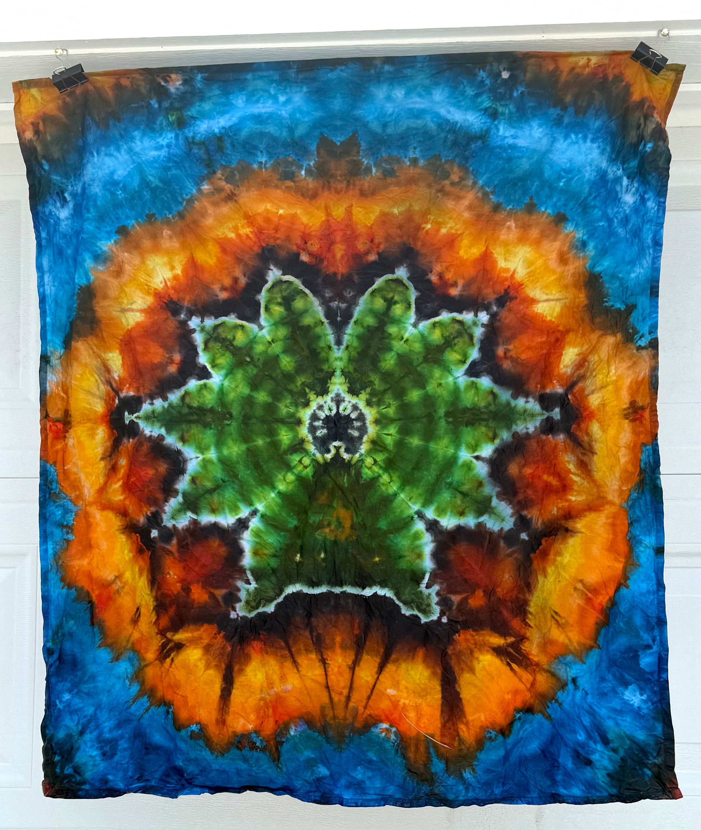 36x36 ice dyed Ganja Leaf Tapestry