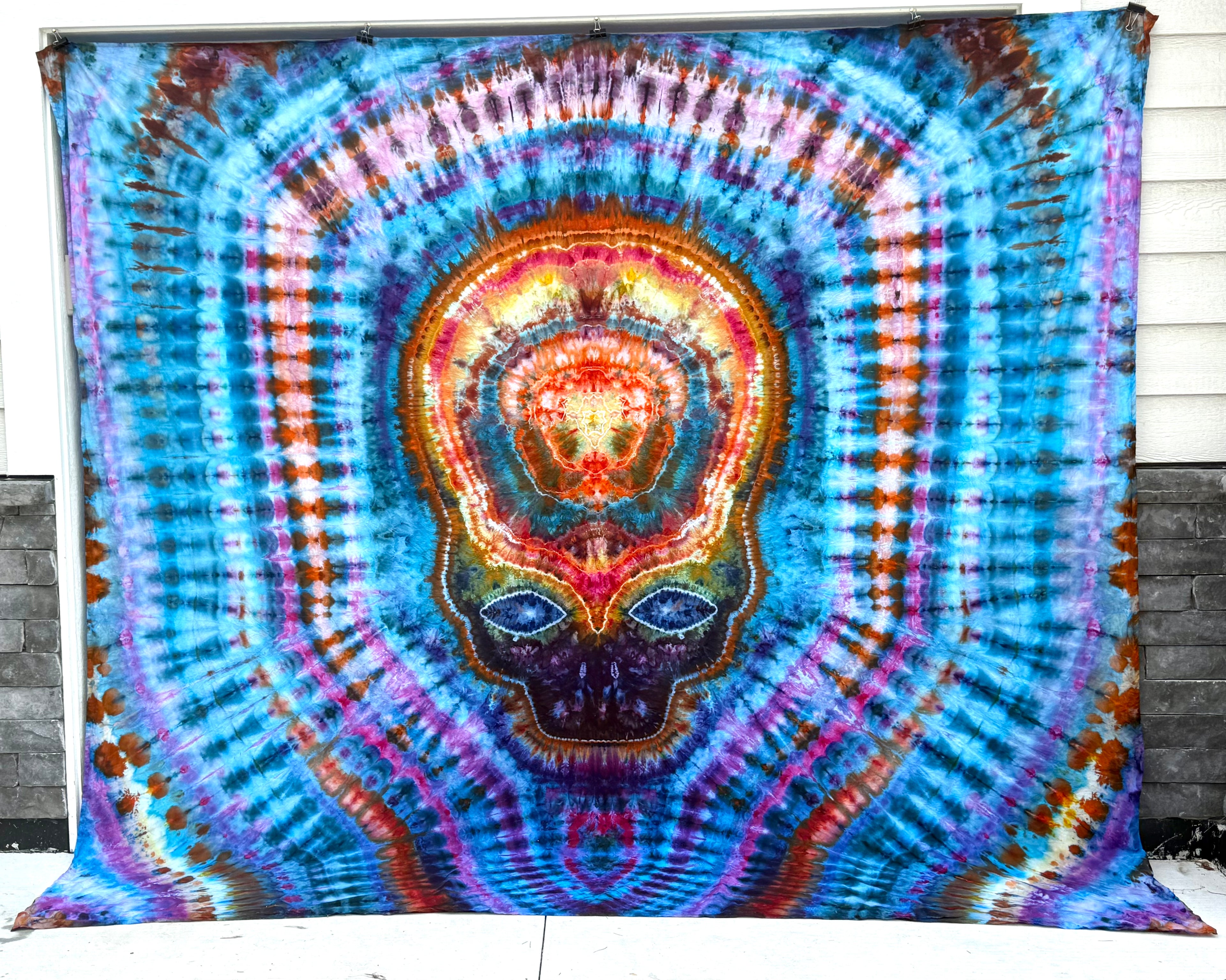 110x110 ice dyed dead head skull tapestry